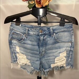 American Eagle Outfitters Light Blue Distressed Denim Cutoff Shorts
